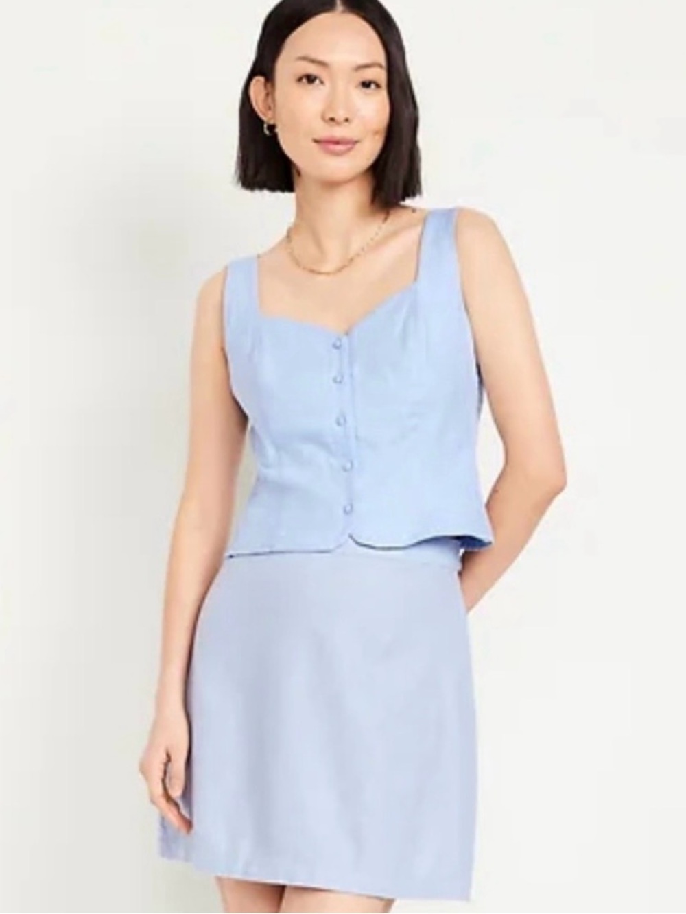 Old Navy Light Blue Button-Front Tank with Smocked Sides